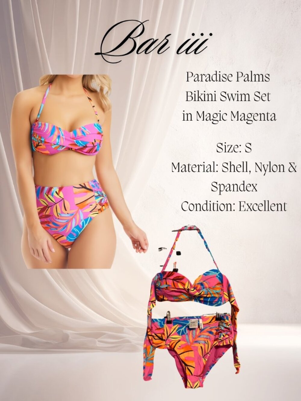 Bar III Paradise Palms Bikini Swim Set in Magic Magenta